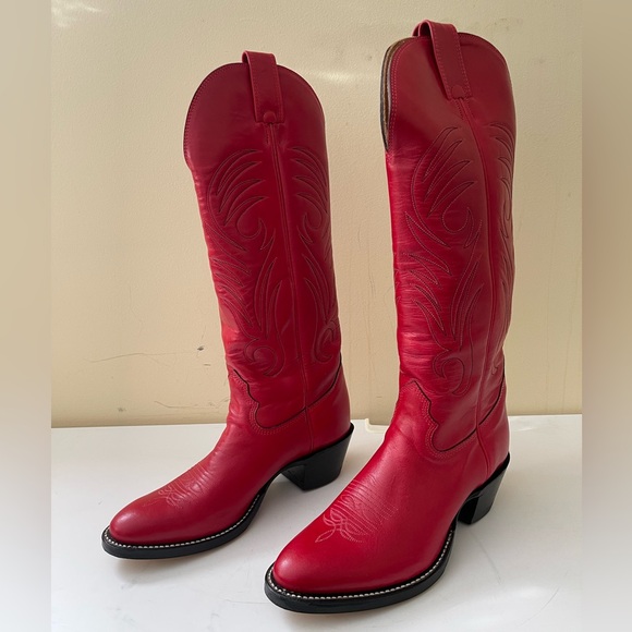 NWT Alberta Boot Red Cowhide Leather Western Cowboy Boots Women Size 10 US - Picture 1 of 8